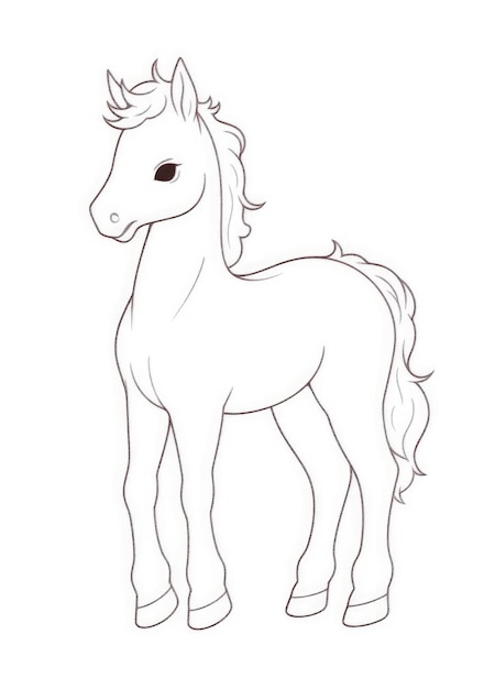 cute foal coloring page on A4 paper