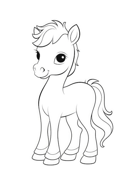 cute foal coloring page on A4 paper
