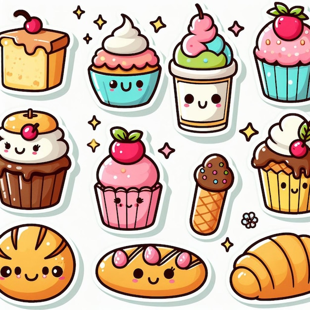 cute food stickers collection