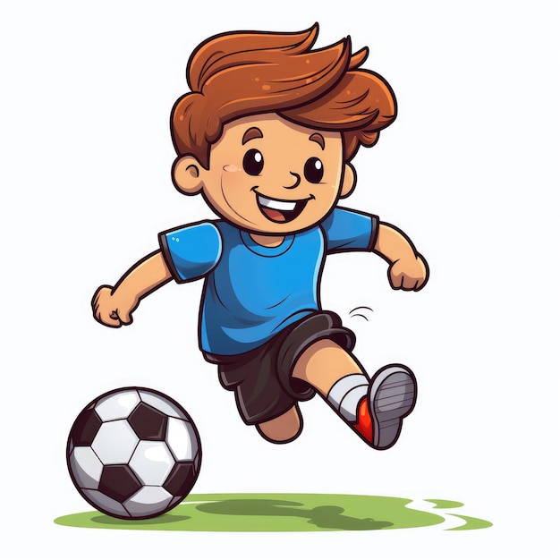 Cute Football Clipart Minimalist Cartoon Style with Thick Outlines on a White Background