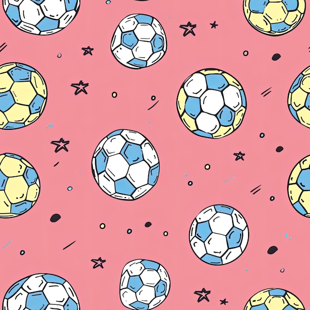 Photo cute footballs wallpaper colorful cartoon style design for banner poster wallpaper background