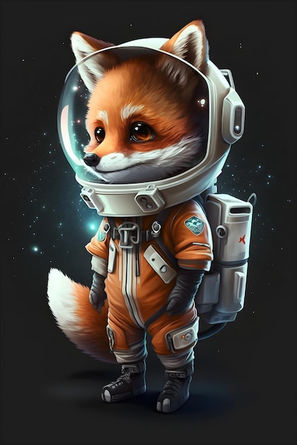 cute fox astronaut. AI generated