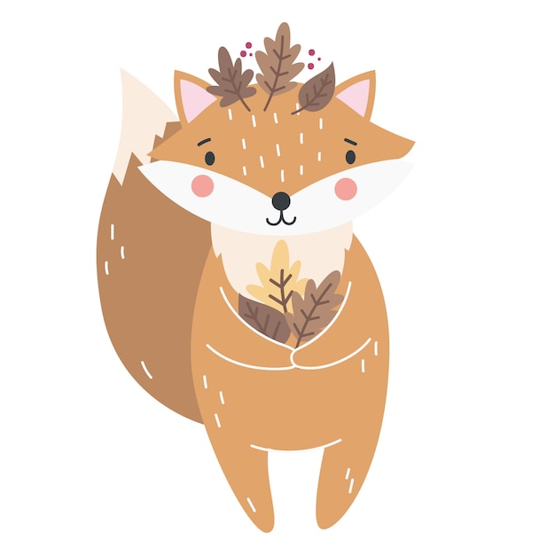 Cute fox for autumn child illustration