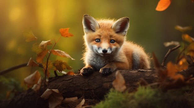 Cute fox baby in the forest 2