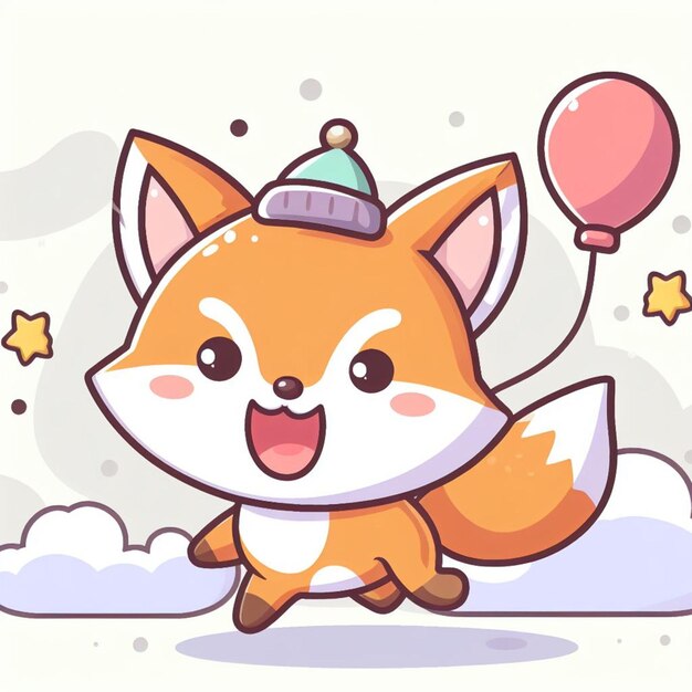 Photo cute fox cartoon illustration