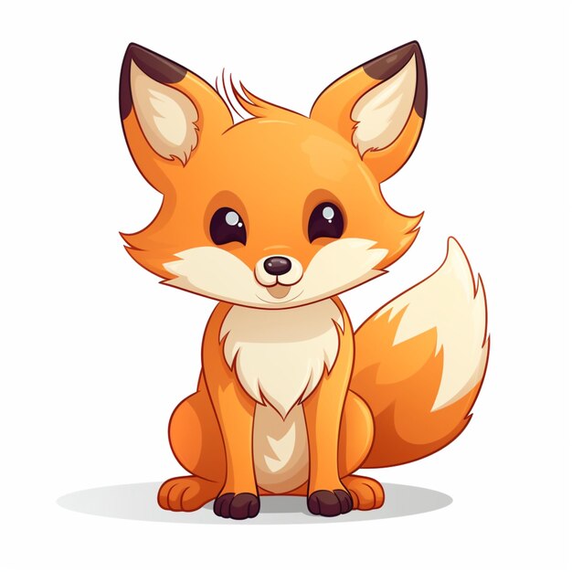 Cute fox in flat cartoon style on white background