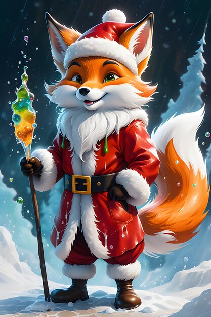 Photo a cute fox wearing a santa suit