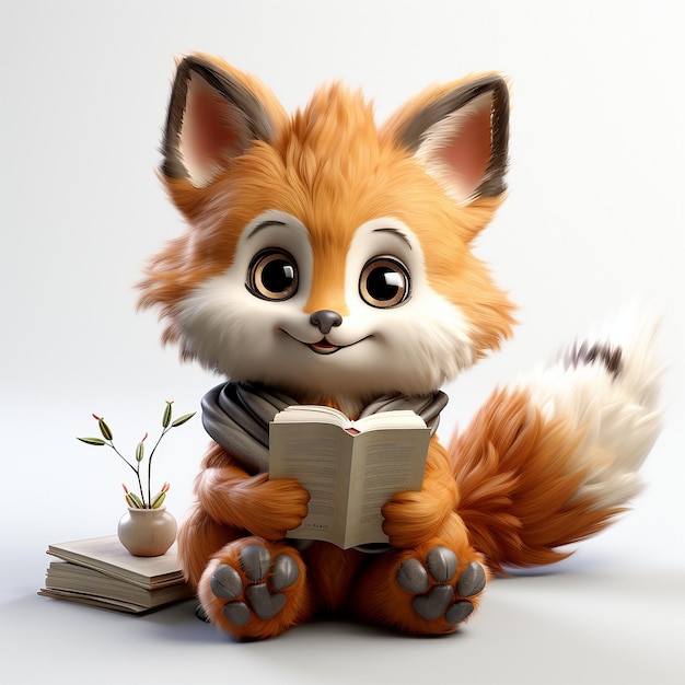 Cute Fox with book