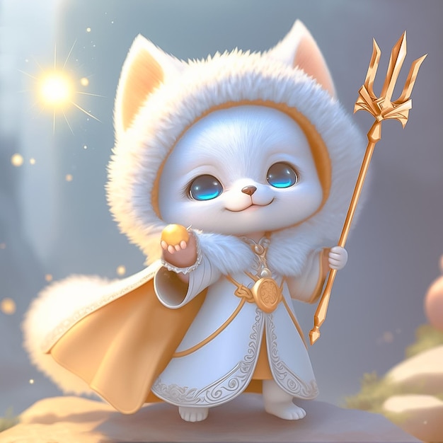 Cute Fox in Wonderland Cape and Cherub Wings AI generated