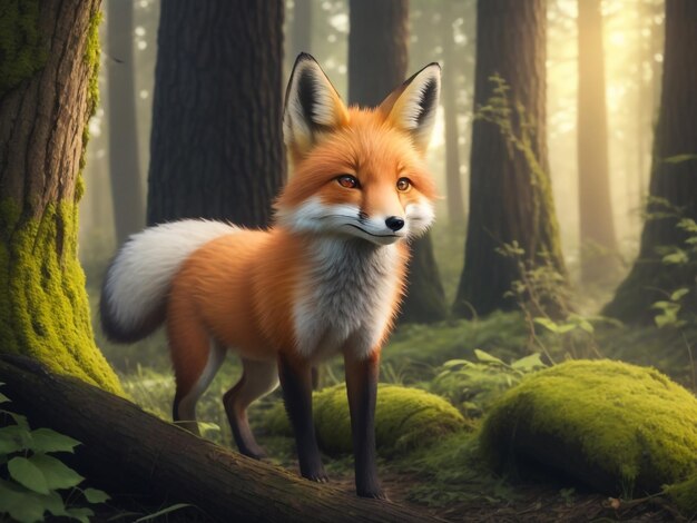 A cute fox in the woods