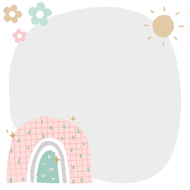 cute frame png clipart doodle rainbow with flower border design
