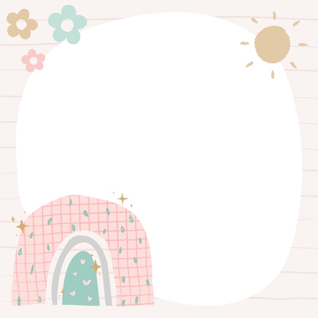 cute frame png clipart doodle rainbow with flower border design