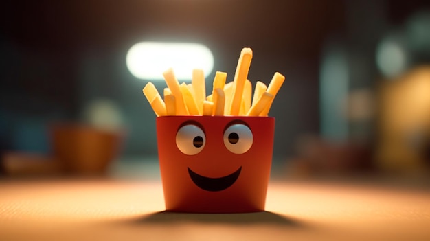 Cute French Fries Character Generative AI