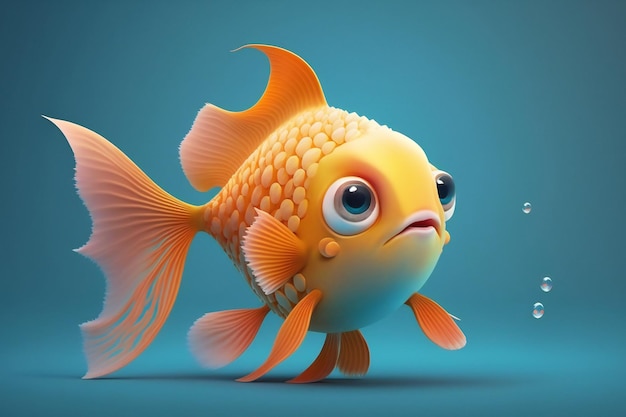 Cute Fried Fish cartoon Character