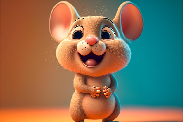 Foto simpatico personaggio del mouse simpatico cartone animato ia generativa