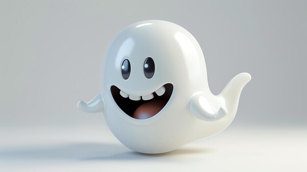 Cute and friendly ghost 3D rendering