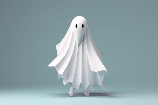 Cute friendly Ghost Happy Halloween banner or party invitation Pastel Ai generative