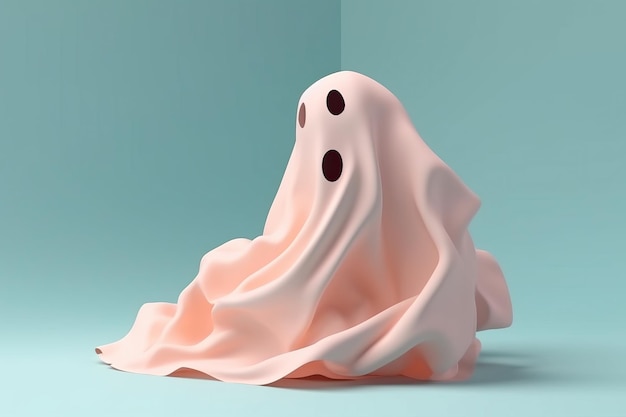 かわいいフレンドリーなゴースト ハッピーハロウィン バナーまたはパーティーの招待状パステル Ai 生成