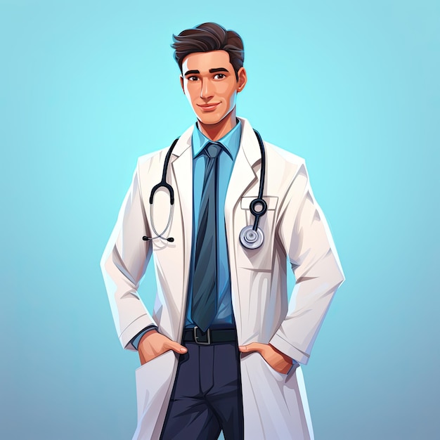 Photo a cute and friendly medical doctor character in vector illustration