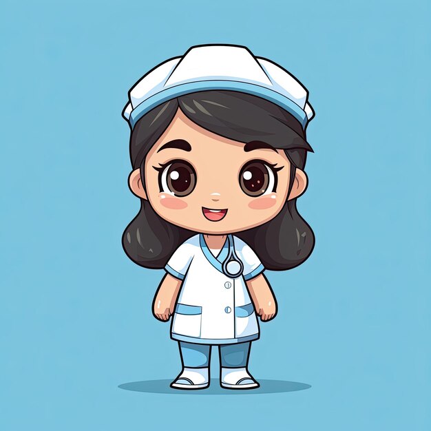 A cute and friendly nurse character in vector illustration this adorable artwork is perfect for healthcare and medicalthemed designs