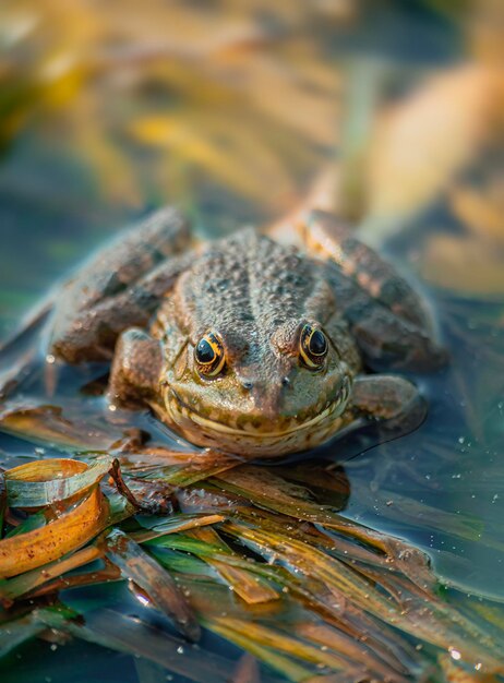 Photo cute frog in the pond