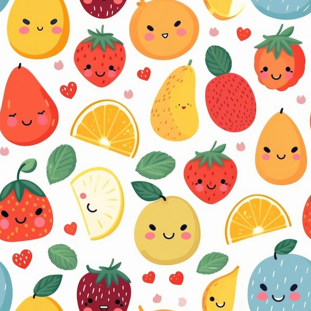 Cute fruity seamless pattern