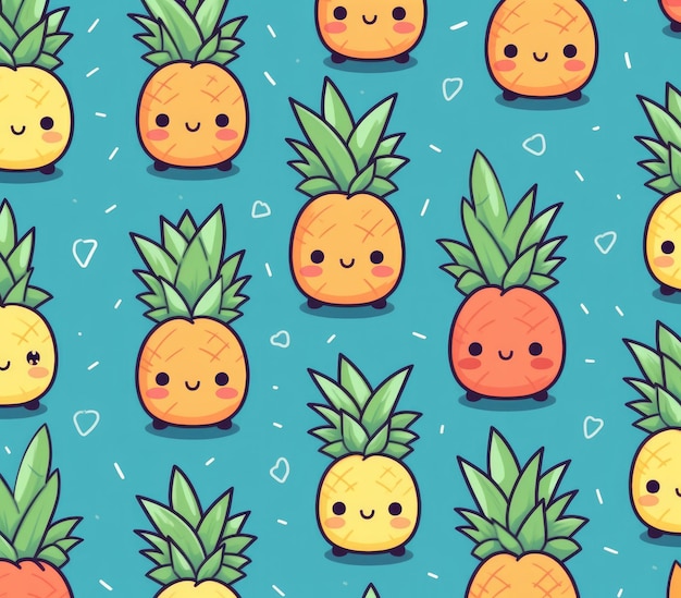 Photo cute fruity seamless pattern