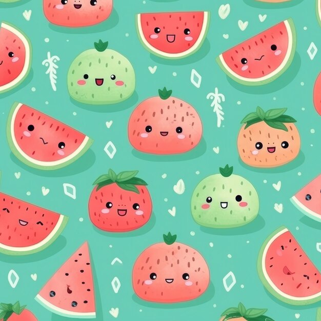 Photo cute fruity seamless pattern