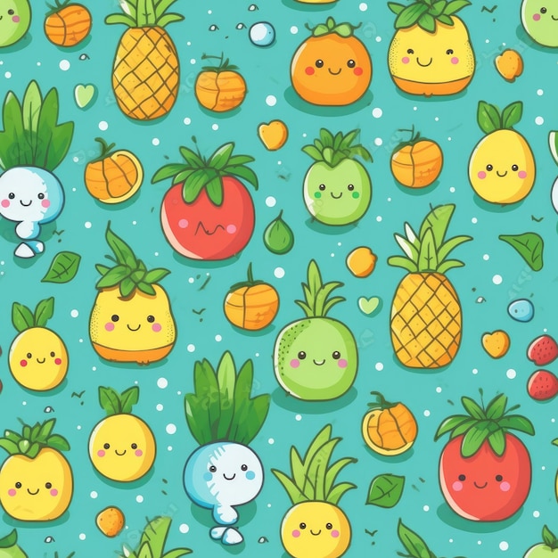 Cute fruity seamless pattern