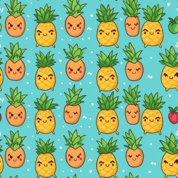 Photo cute fruity seamless pattern