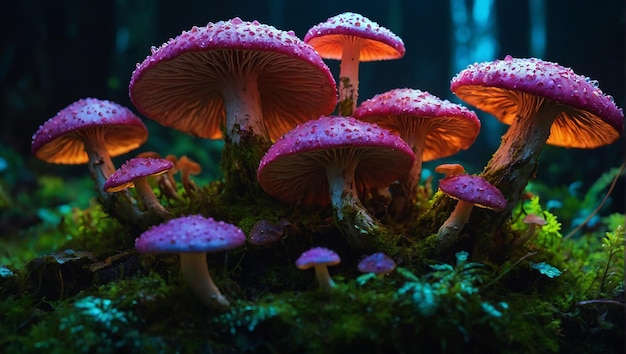 Photo cute fungus in rain