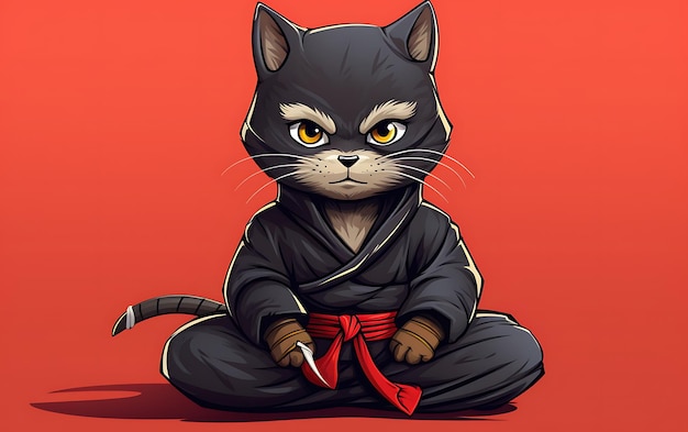 Cute and funny animal ninja backgroud with copy space for text