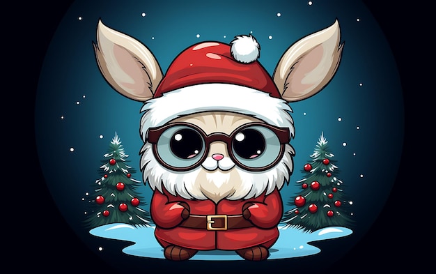 Cute and funny animal with santa claus costume Christmas animal background with copy space