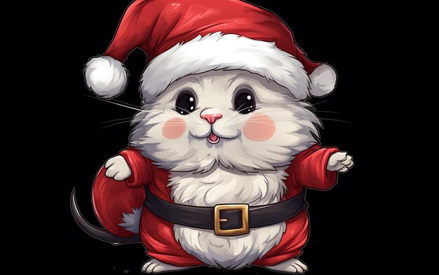 Cute and funny animal with santa claus costume Christmas animal background with copy space