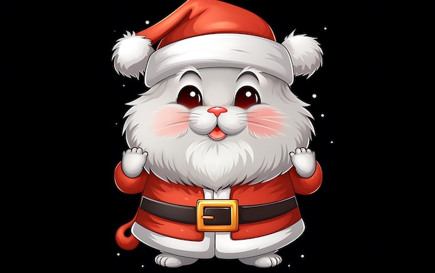 Cute and funny animal with santa claus costume Christmas animal background with copy space