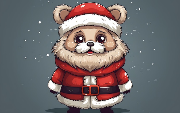 Cute and funny animal with santa claus costume Christmas animal background with copy space