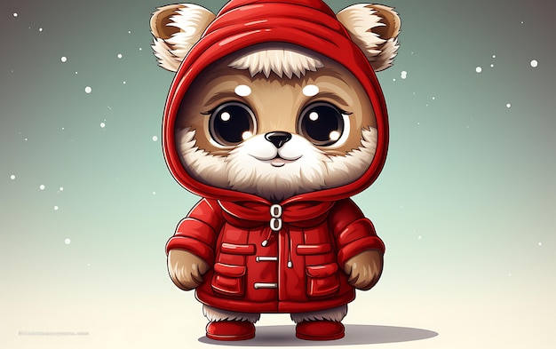 Cute and funny animal with santa claus costume Christmas animal background with copy space