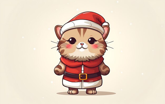 Милое и смешное животное в костюме санта-клауса Рождественский фон животных с копией пространства