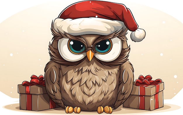 Cute and funny animal with santa claus costume Christmas animal background with copy space