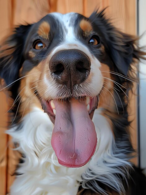 cute funny Australian Shepherd with tongue