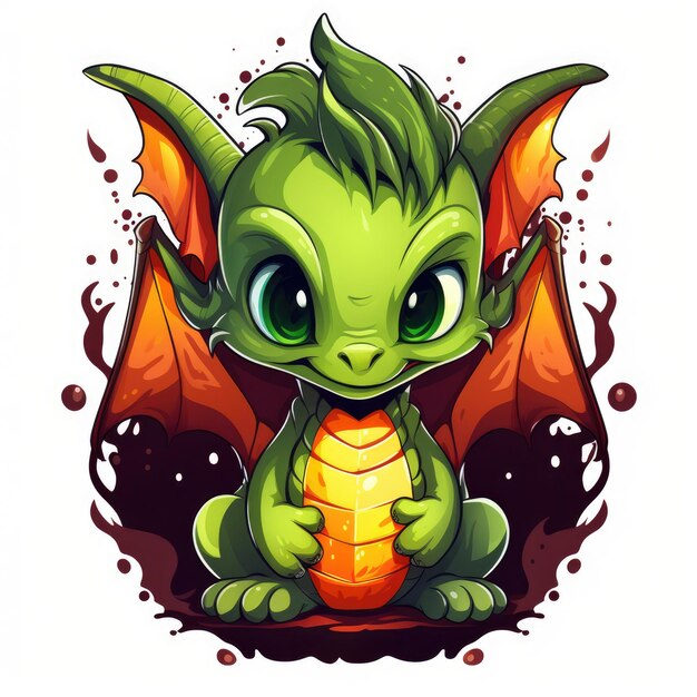 A cute and funny baby dragon in cartoon style