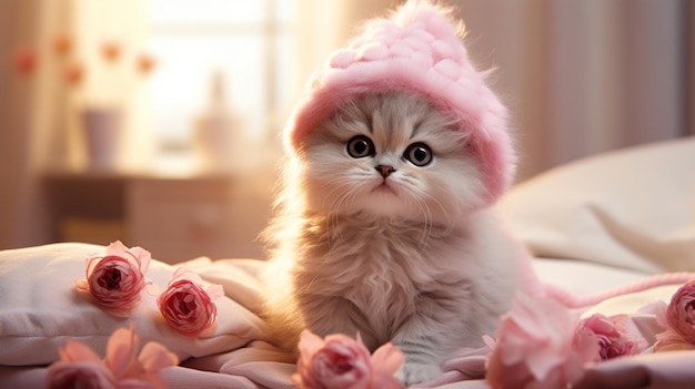 Photo cute funny beautiful cat