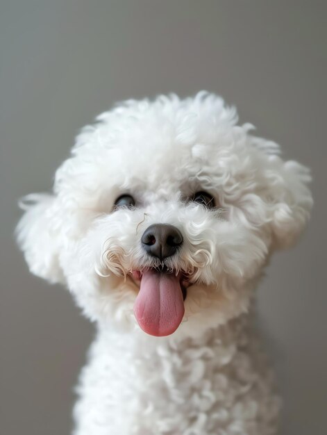 cute funny Bichon Frise with tongue