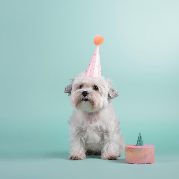 Cute funny birthday dog Illustration AI GenerativexA