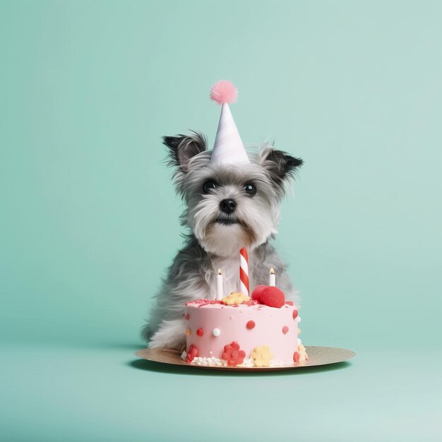 Cute funny birthday dog Illustration AI GenerativexA