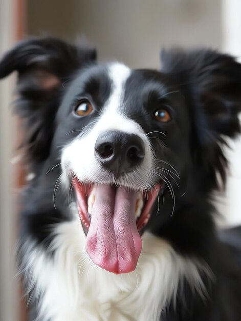 cute funny Border Collie with tongue