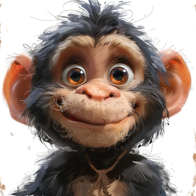 Photo cute funny cartoon baboon illustration for children book generative ai