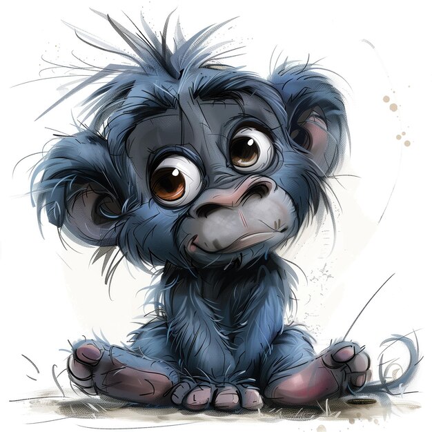 Cute Funny Cartoon Baboon Illustration for Children Book Generative AI