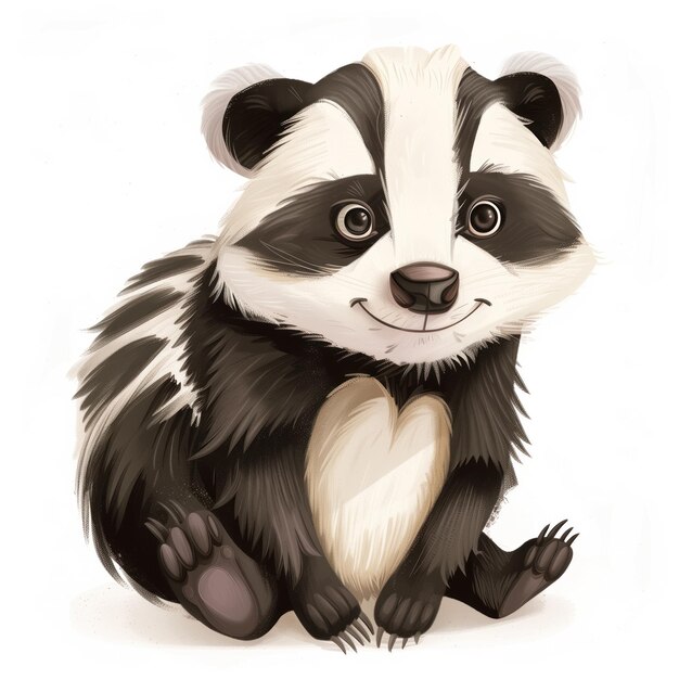 Cute Funny Cartoon Badger Illustration for Children Book Generative AI