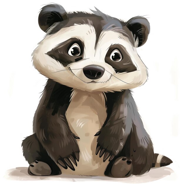 Cute Funny Cartoon Badger Illustration for Children Book Generative AI